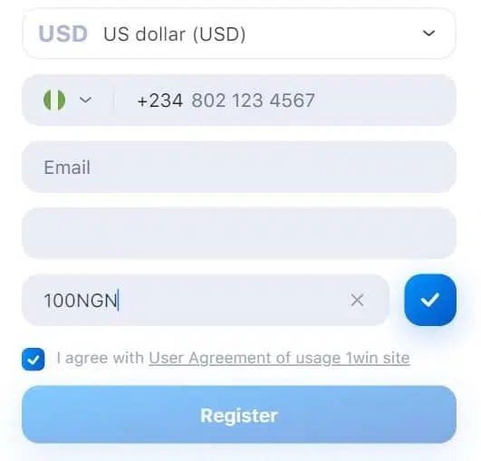1win registration