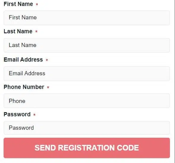 Schermafbeelding van Zebet registratiepagina