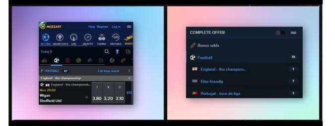 mozzartbet app sports section