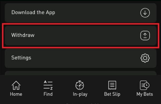 livescorebet withdraw button