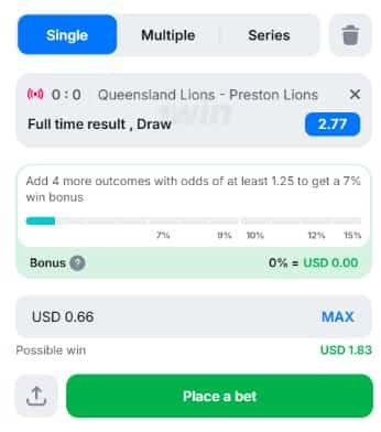 1win mobile betslip